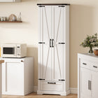 HOMCOM 71" H Pantry Cabinet with 2 Doors - White-Veneered surface resists moisture and keeps cleaning effortless 