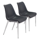 Zuo Magnus Dining Chair - Black/Silver - Set of 2-Assembly required