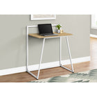 Monarch Specialties 7119 30"L Computer Desk - Juvenile Natural/White Metal-An easy to clean top and durably designed for daily use in a dorm room, student's bedroom, or small home office.