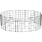 PawHut 30" H Foldable 12 Panel Metal Exercise Pet Playpen - Black-Black coated playpen provides long lasting protection against outdoor elements 