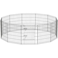 PawHut 30" H Foldable 12 Panel Metal Exercise Pet Playpen - Black-Black coated playpen provides long lasting protection against outdoor elements 