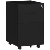 Vinsetto Steel Letter/A4/Legal Filing Cabinet - Black-3 drawers store your office supplies
