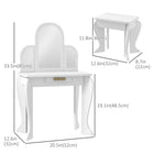 Qaba Kids Makeup and Dressing Table and Chair Set - White-High-quality MDF wood frame with pinewood handle 