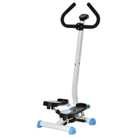 Soozier Stepper Exercise Machine with Handlebar - White & Blue-Tones buttock and leg muscles with a low-impact design