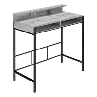 Monarch Specialties 7703 48" Computer Desk - Grey/Black Standing Height-Computer desk standing high in a grey finish featuring a small hutch and 2 open storage shelves