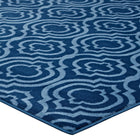 Modway Frame Transitional Moroccan Trellis Area Rug - 8 ft W x 10 ft L - Moroccan Blue amd Light Blue-Stain Resistant / Easy To Clean