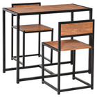 HOMCOM Industrial 3-Piece Small Space Dining Set - Walnut-3-piece set consists of a dining table and 2 matching chairs