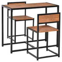 HOMCOM Industrial 3-Piece Small Space Dining Set - Walnut-3-piece set consists of a dining table and 2 matching chairs