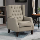 HOMCOM Faux Leather Accent Chair with Wood Legs - Thick Padding for Living Room - Khaki-Deep foam padding all over with spring pack inside to sink in comfortably   
