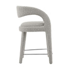 Modway Pinnacle Boucle Upholstered Counter Stool - Taupe Silver - Set of 2-Weight Capacity: 330 lb