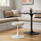 Modway Lippa Vegan Leather Round Stool - Stone-Power-Coated Chip Resistant Metal