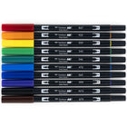Tombow Dual Brush Pen, Primary, 10/Pack-Great for fine art, illustrations, doodling, journaling, hand lettering and more
