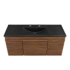 Modway Render 48" Wall-Mount Bathroom Vanity - Walnut/Black-Fixtures Not Included