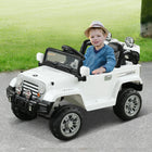 Aosom 12V Kids Electric Ride-On Jeep with Remote Control - White-High/low speed switch, forward and reverse gear with a button start for realistic operation 