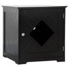 PawHut Cat Litter Box Enclosure End Table - Black-Can be used as a cat litter house, nightstand, or an end table 