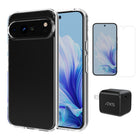AXS Starter Kit bundle with Ultra Clear Case Screen Protector and 30W Charger for Google Pixel 9 Pro XL - Clear-Drop-tested, scratch resistant phone case with shock absorbing air pockets