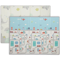 Qaba Baby Play Mat - Large Foam Playmat - 77" L x 58" W - Track & Elephant Theme-Flip between a track car pattern and a cute elephant pattern 