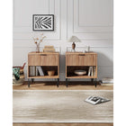 Manhattan Comfort DUMBO 20.07" Modern 1-Drawer Nightstand 2-Piece Set - Golden Brown-Includes 1 Full Extension Drawer with Top Drawer Designed in Vertical Textured Ribbed Lines