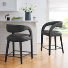 Modway Pinnacle Vegan Leather Counter Stool - Black Black - Set of 2-Dense Foam Padding
