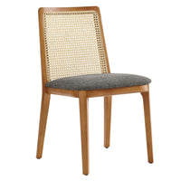 Modway Monarch Wood and Rattan Dining Side Chair - Honey/Natural/Grey-Beech Wood Frame