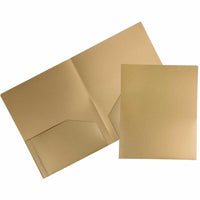 JAM Paper Heavy Duty Plastic Two-Pocket School Folders - Gold - 6 Pack-Colour: Gold