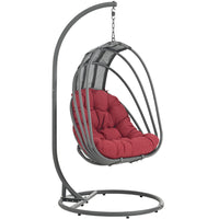 Modway Whisk Outdoor Patio Swing Chair Without Stand - Red-78.5" Adjustable Steel Hanging Chain