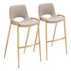 Zuo Desi Barstool - Beige/Gold - Set of 2-Armrest support