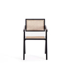 Manhattan Comfort Hamlet 19.67" Industry Chic Dining Arm Chair - Black and Natural Cane-Seat Made from Natural Cane
