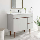 Modway Harvest 36" Bathroom Vanity - Grey/White-Mahogany Wood Tapered Legs