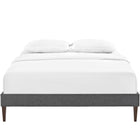 Modway Tessie Fabric Full Bed Frame with Squared Tapered Legs - Grey-Non-Marking Foot Glides