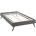 Modway Helen Fabric Twin Bed Frame with Round Splayed Legs - Grey-Solid Wood Frame