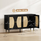 HOMCOM 55.1" L Sideboard Buffet Cabinet - Black-Melamine coated particleboard for easy maintenance