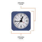 Marathon Watch Mini Non-Ticking Analog Alarm Clock with Auto Back Light and Snooze Function - Blue-Silent smooth sweep: this clock was engineered with a silent, continuous-sweep second hand quartz movement. It does not emit a ticking sound.