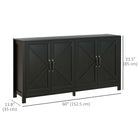 HOMCOM 60" L Farmhouse Kitchen Storage Cabinet - Black-Low formaldehyde emissions from P2-grade particle board