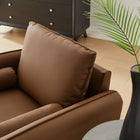 Modway Revive Upholstered Vegan Leather Accent Armchair - Brown-Sinuous Spring Support