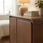 Modway Lumo 2-Door Curved Wood Accent Cabinet - Walnut-Push-To-Open Door Mechanism