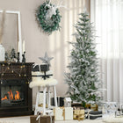 HOMCOM 6' Snow-Flocked Pencil Artificial Christmas Tree - Green-Artificial snow sprayed on for a wintry feel 