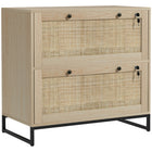 Vinsetto 2-Drawer Filing Cabinet with Lock - Natural Wood-Adjustable hanging bar to hold letter, A4, and legal-sized files