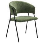 Modway Nella Upholstered Heathered Chenille Dining Chairs - Eucalyptus/Black - 2 Pack-Protective Foot Pins