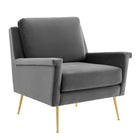 Modway Chesapeake Performance Velvet Armchair - Gold Grey-Modern Accent Armchair