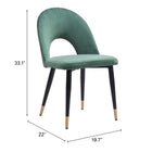 Zuo Menlo Dining Chair - Green - Set of 2-6