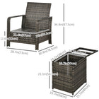 Outsunny 3-Pieces Wicker Patio Furniture Set - Blue-Beautiful hand woven PE rattan, which is weather-resistant, durable and low maintenance    
