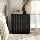 Hudson&Canal Jaylen Rectangular Fluted Nightstand - 24" W - Black Grain-Finished in wood-look black grain with a fluted texture on the front of the drawers