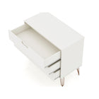 Manhattan Comfort Rockefeller 35.24" Mid-Century Modern 3-Drawer Dresser 2-Piece Set - Off White-Perfect for Storage or Display Items. Anti Tip Kit Included.