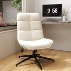Homy Casa Relax Ergonomic Office Chair with Chenille Fabric - Ivory Beige-Sturdy black 5-star base with 360-degree swivel functionality