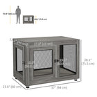 PawHut 37" L Pet Crate End Table with Water-Resistant Cushion and Double-Door - Grey-Steel wires allow pets to see the world 