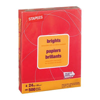 Staples Brights Coloured Copy Paper - Letter - 8-1/2" x 11" - Red - 500 Sheets-For use in laser and inkjet printers