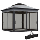 Outsunny 10.7 ft W x 10.7 ft L Pop Up Sun Shelter with UV30+ Roof Cover - Dark Grey-Pop-up gazebo sets up fast, so your outdoor shelter is ready quickly