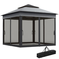 Outsunny 10.7 ft W x 10.7 ft L Pop Up Sun Shelter with UV30+ Roof Cover - Dark Grey-Pop-up gazebo sets up fast, so your outdoor shelter is ready quickly
