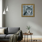 Wolf Black & White Portrait - Framed Print - 33" x 29"-Ready to hang - arrives fully assembled